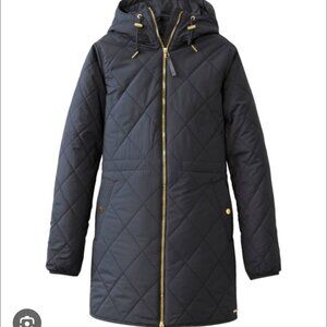 L.L.Bean Cozy Quilted Women's Long Winter Coat Size Large Grey
